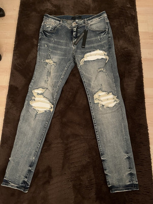 AMIRI Herren Jeans Blau Skinny Distressed Gr. 33 Schrittlänge 86 cm Neu