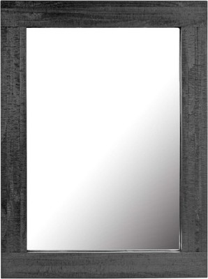 Stonebriar Rustic Rectangular Black Painted Wood Frame Hanging Wall Mirror for
