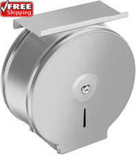 Commercial Jumbo Toilet Paper Dispenser with Shelf, Brushed Stainless Steel Toil