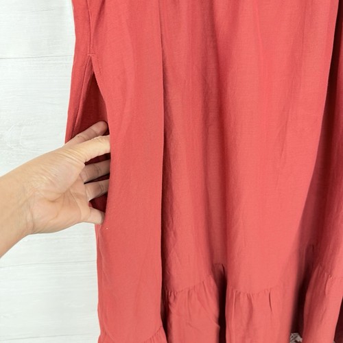 NWT Old Navy Red Embroidered Midi Dress 3X Smocked Fit Flare Tie Back Cottage - Picture 6 of 16