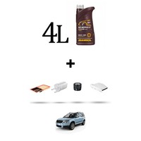 Hoffcar Set Service 4 Filter Und 4L ÖL FüR Skoda Yeti (5L) 1.4 TSI 92Kw Von
