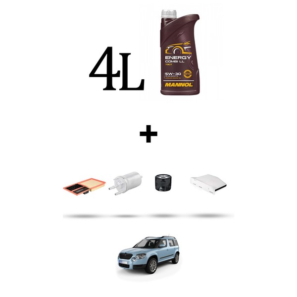 Hoffcar Set Service 4 Filter Und 4L ÖL FüR Skoda Yeti (5L) 1.4 TSI 92Kw Von-image