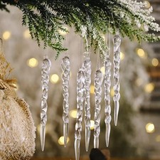 36pcs Christmas Tree Crystal Decorations  Clear Twisted Icicle Christmas Tree ...