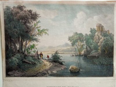 Antique Lithograph ENVIRONS DE NAPLES After H. Vander Burch c.1850 25x19 cm