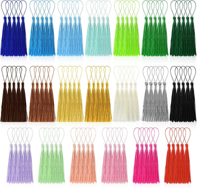 100 Pcs Bookmark Tassels Bulk 20 Colors Soft Craft Silky Handmade Mini Tassels f