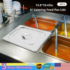 6pcs Catering Food Pan Lids Commercial Stainless Steel Food Pan Lid Seamless Lid