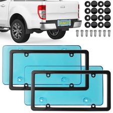 2 X Universal Black License Plate Frame Tag Cover Screw Caps Protector Car Truck