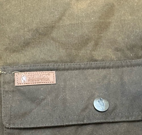 Outback Trading Men’s Overlander Oilskin Flannel Lined Leather Collar Vest Sz XL - Picture 2 of 7