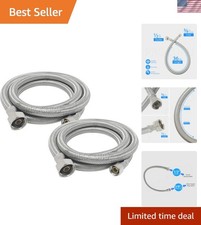 2-Pack 36" 3Ft x 3/8" Comp x 1/2" FIP Faucet Hose Connector, Stainless Steel...