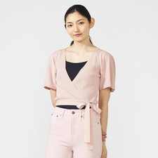 Chacott e Balance ps Flare Sleeve Cropped Knit Top Gray Women s Size 14