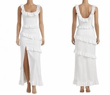 Show Me Your Mumu Greta Midi Dress White Ruffle Bridal Shower Large
