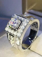 Silver Princess Cut Cubic Zirconia Ring Size 6-10