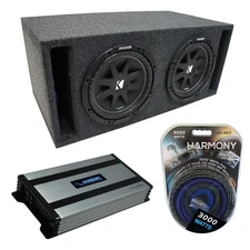 Universal Car Stereo Slotted S Port Dual 10" Kicker Comp C10 Sub Box & HA-A800.1