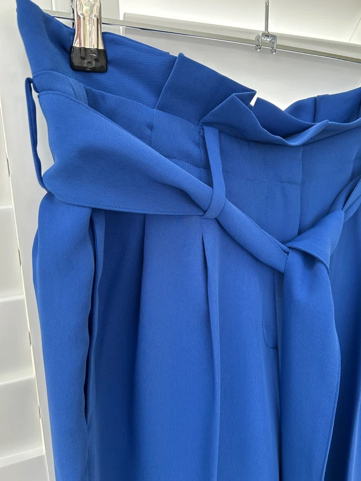 Boden Melina Paperbag ankle grazer cropped colbalt blue trousers with belt 12 R - Image 4 of 4