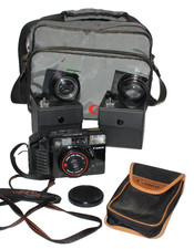 VTG Canon Sure Shot film camera 32mm auto focus w/ case  bag  2 Lenmar lens