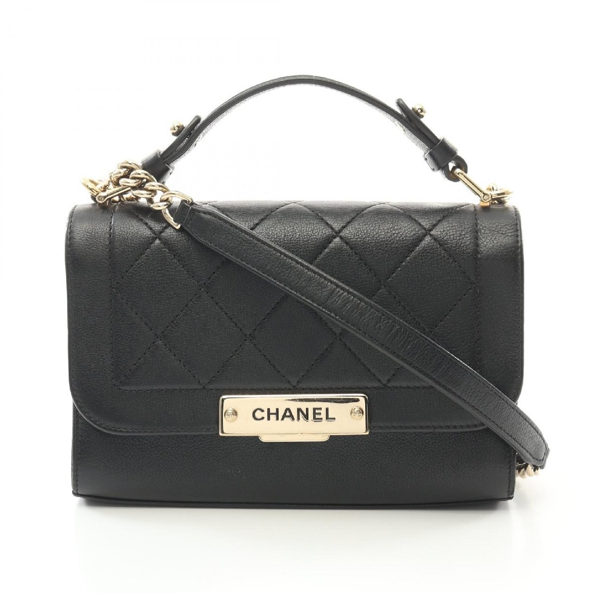 Chanel Matelasse Click Label Leather Shoulder Bag 167286 Black