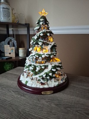 Thomas Kinkade Village Christmas Tree - 15'' Illuminated Bradford Editions 2004