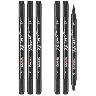 Black Acrylic Paint Markers, 6 Pack Dual Tip Paint Pens Acrylic Markers - Dot...