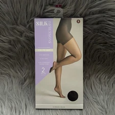 Silk Impressions Ultra Fine Sheer Tights Women Size Small Black High Waist Silky