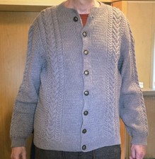 Herren Trachtenjacke Trachten Strickjacke Schurwolle Janker Gr 58 Handgestrickt