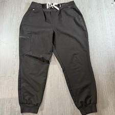 Figs Scrubs Women's Zamora Jogger Pant XL Petite Black Gray Drawstring