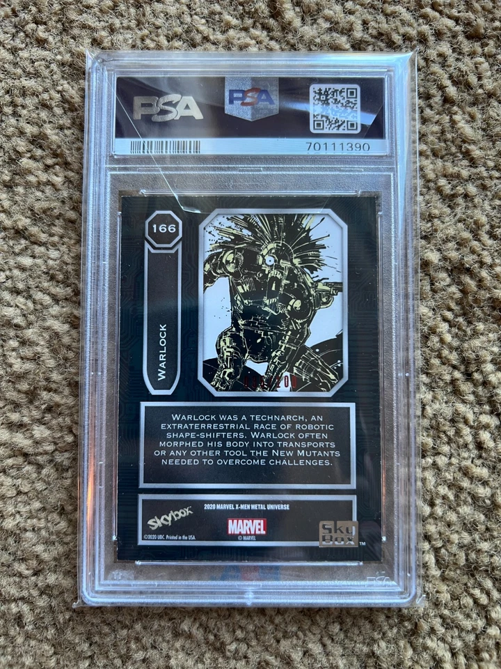 2021 Skybox Marvel X-Men Metal Universe #166 Warlock High # PMG RED /100 PSA 6 - Image 2 of 3