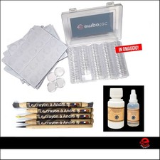 KIT PULIZIA MONETE 5 MATITE LIQUIDI FISSANTE RESTAURO PORTAMONETE METAL DETECTOR