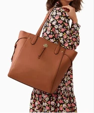 Women's Kate Spade Marti Brown Leather Tote Bag Zip top One Size