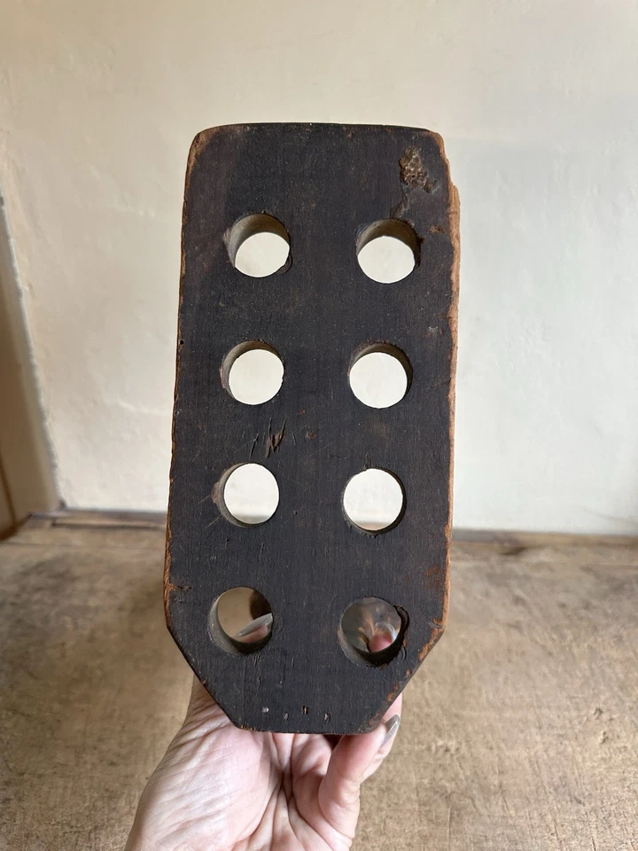 Make Do Hanging Spoon Holder Best Antique Wood Grungy Surface Dark Patina - Image 4 of 4