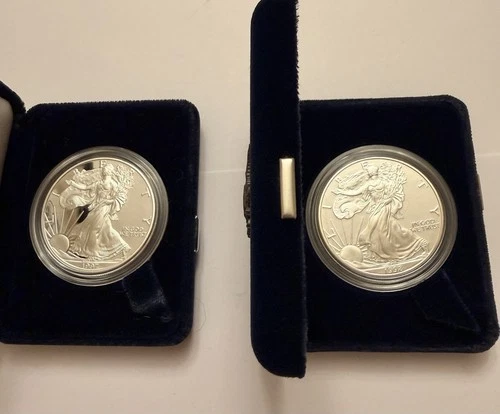 Silver Lot Of 2 - 1997 & 98 US American Eagle One Ounce Proof Coins w/ Box & COA