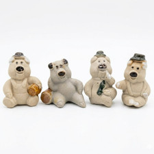 Mini Pig Figurines Set of 4 Sandstone Ceramic Tiny Piggy Statues Decor