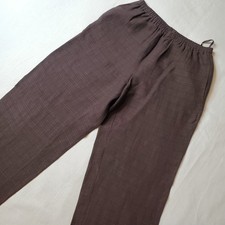Eileen Fisher Women's Size PS Straight Leg Pull On Pant Linen Blend Brown