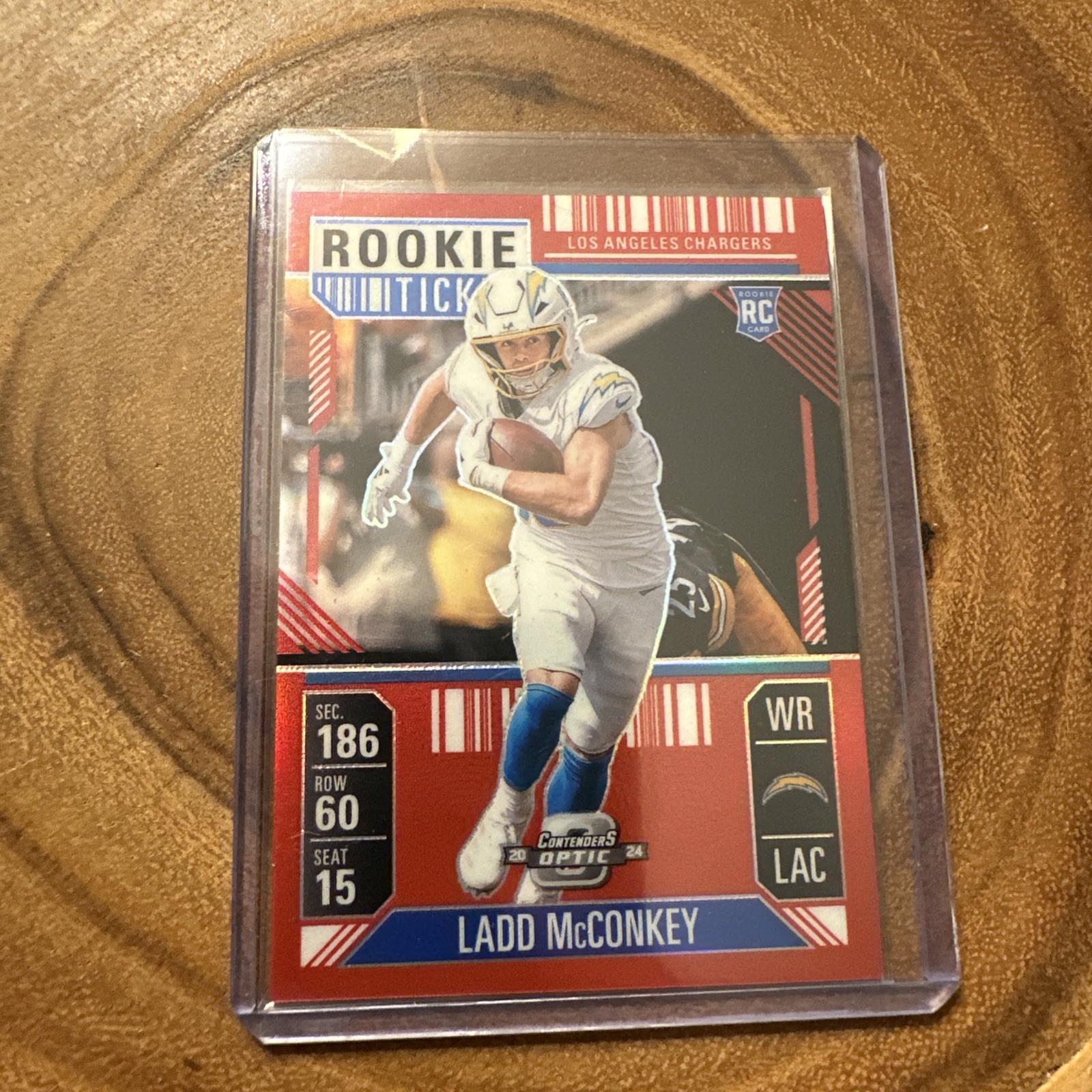 2024 Panini Contenders Optic - Rookie Ticket Ladd McConkey #82 Red Prizm 24/199