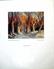 Antique Old Print The Beech Avenue Ea Sallis Benney Magnificent Trees 1945 20th