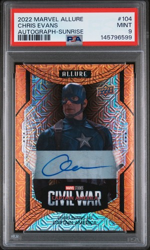 2022 Upper Deck Marvel Allure Chris Evans Sunrise Auto Autograph #d 1/3 PSA 9