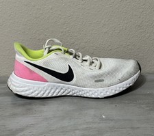 Nike Revolution 5 Low Top Running Shoes White Pink Volt Women's Sz 8 CZ8142-100