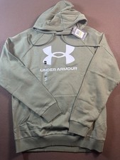 Under Armour UA Men's Rival Fleece Logo Hoodie Sweatshirt Green Med 1379758-390