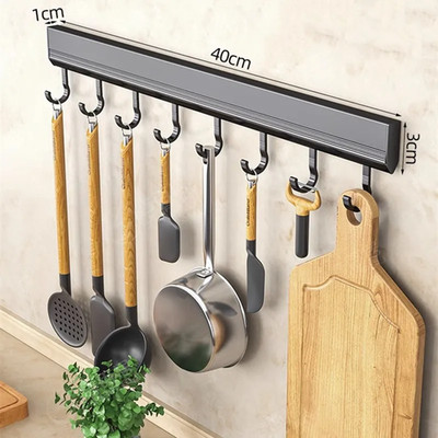 No Drill Wall Hook Rack Aluminum Kitchen Bathroom Storage Holder