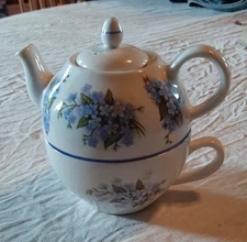VTG 80s Lane End Pottery Fine Bone China Tea For One 3 Pc Floral Teapot England