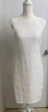 Tommy Hilfiger White Textured Wave Knee Length Sheath Dress Size 6