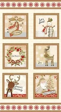 Benartex - White Christmas Festive Blocks Quilting and Crafting Fabric Panel