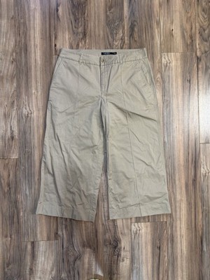 Lauren Ralph Lauren Women's Wide Leg Crop Pants Beige Tan Capri Khaki Size 12