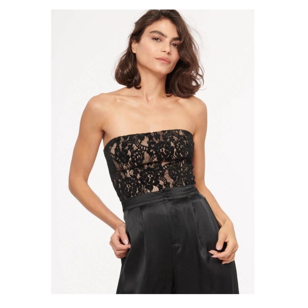 lace bodysuit under strapless dress Sencha Lace Bodysuit