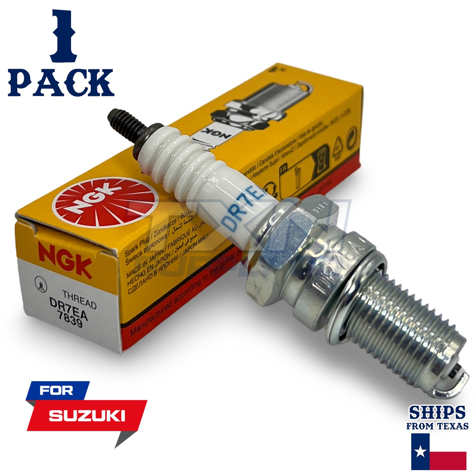NGK 7839 Spark Plug DR7EA - 1 Pack - For Suzuki LT300 KING QUAD 1990-2002