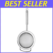 Kitchen Strainer 4.7", Silver Round Handle, Fine Mesh