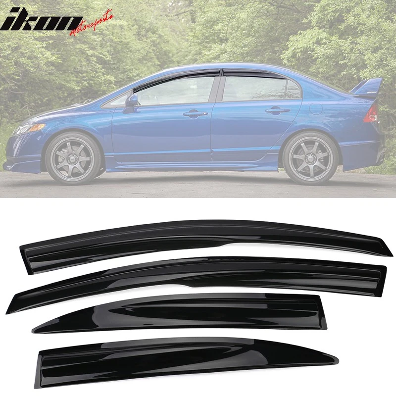 Fit 06-11 Honda Civic Sedan Mugen Style Window Visors Acrylic Sun Rain Guard 4PC