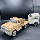 Vintage 1960s Tonka Farms Tin Truck w/ Horse Trailer-EL