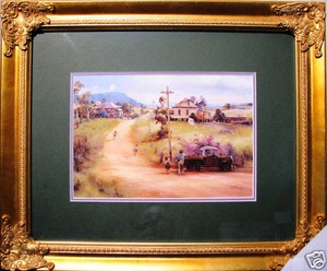 Australian-Artist-Darcy-Doyle-039-s-framed-print-039-The-Kite-Flyers-039