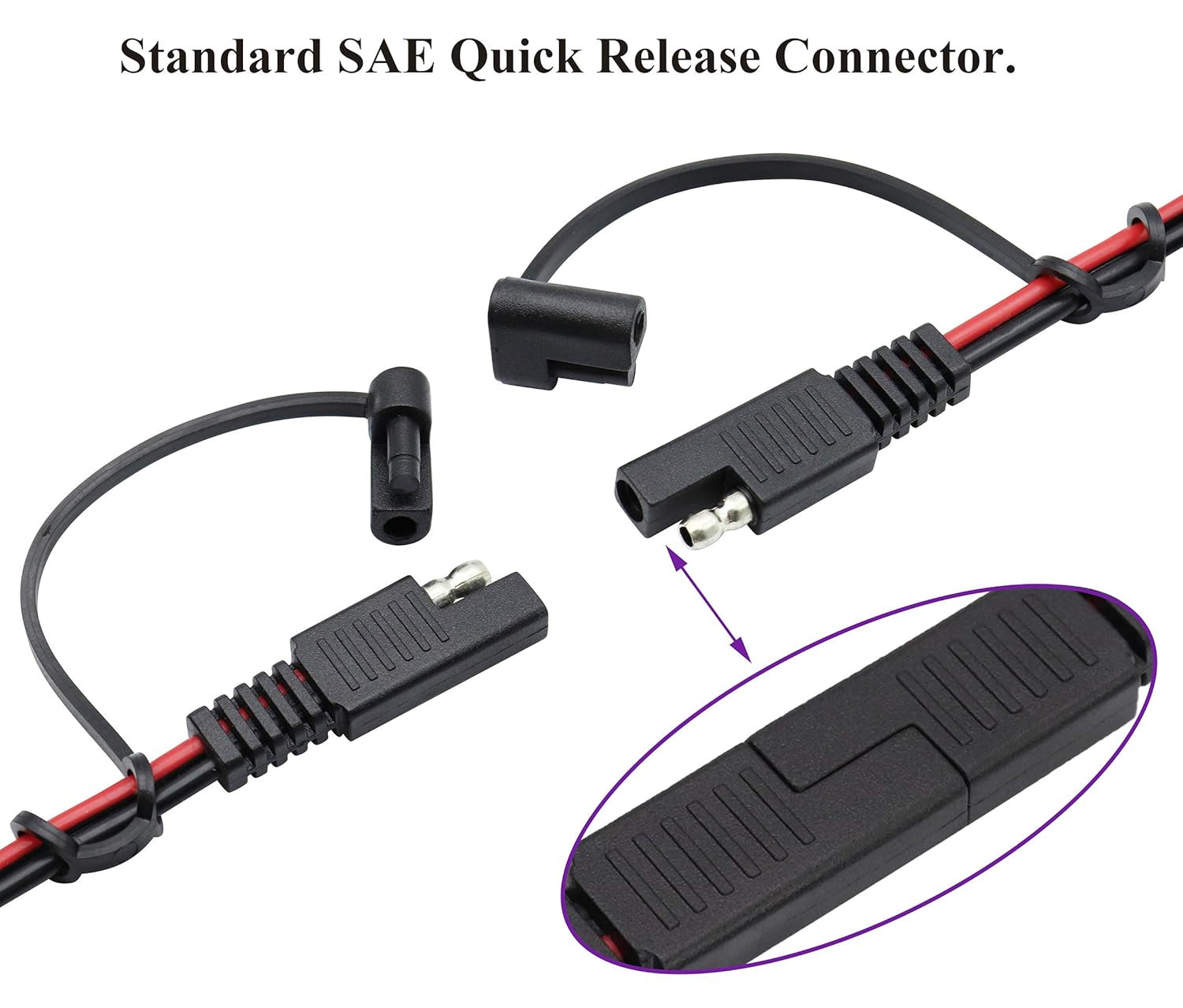 SAE Extension Cable 16 AWG Wire Harness 12V-24V DC SAE to SAE Cable with Switch