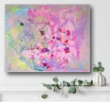 Original abstract acrylic paintings Hot pink Creative impasto painting on canvas